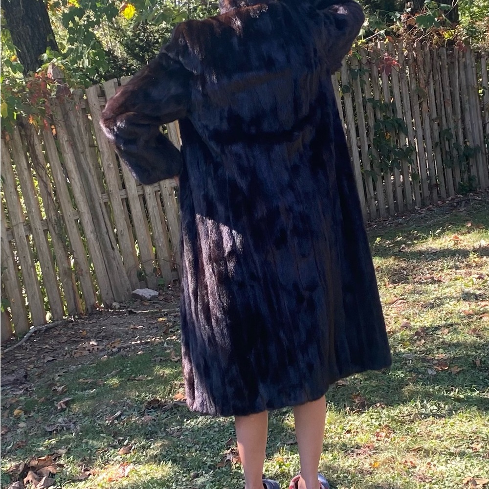 Vintage Dark Brown Fur Long Coat - Picture 9 of 16